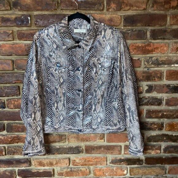 Amanda Smith Faux Snakeskin Button Down Motorocycle Jacket Women's Size 10 - Picture 1 of 8